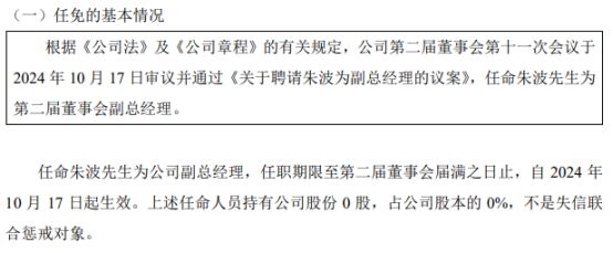 九游娱乐：华成工控任命朱波为公司副总经理2024年上半年公司净利17215万(图1)