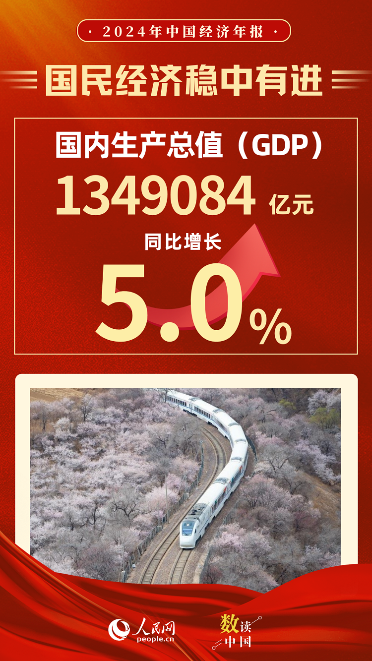 2024年我国国内生产总值（GDP）1349084亿元同比增长50%